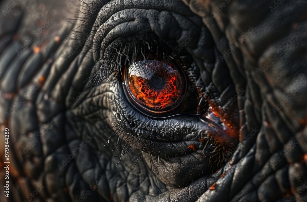 A closeup shot of an elephant's eye, captured in high resolution with Canon EOS R5 and RF80mm f/2 lens at f4 aperture setting A closeup shot of an elephant's eye, captured in high resolution with Canon EOS R5 and RF80mm f/2 lens at f4 aperture setting