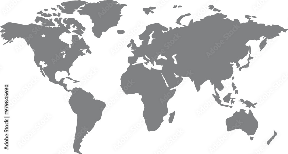 Fototapeta premium world map silhouette design vector art illustration isolated on transparent background.