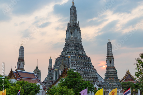 Wat Arun temple Bangkok during sunset in Thailand. photo