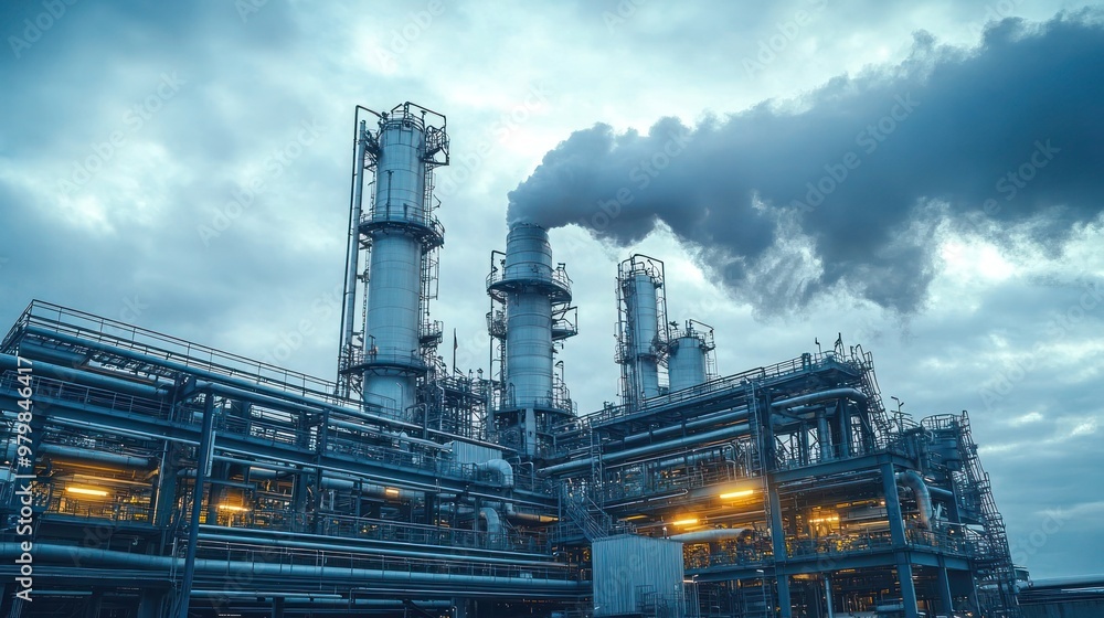 industrial area oil and gas LPG refinery plants and stores pipeline, Liquefied natural gas plant, Territory of the LNG factory, Landscape of oil refinery industrial area. industrial area oil and gas LPG refinery plants and stores pipeline, Liquefied natural gas plant, Territory of the LNG factory, Landscape of oil refinery industrial area.