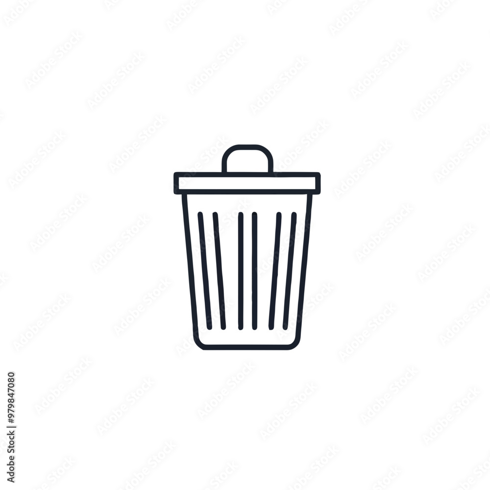 Stylized trash can icon, representing waste disposal and eco-friendly practices in a modern vector design. Stylized trash can icon, representing waste disposal and eco-friendly practices in a modern vector design.