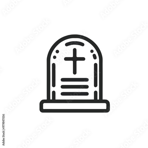 Vector graphic of a tombstone, representing themes of memory and loss in a contemporary design.