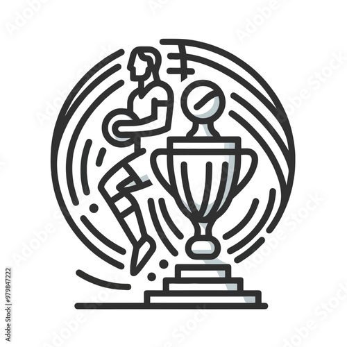 Stylized trophy symbolizing victory in sports, representing achievement and celebration in a modern vector design.