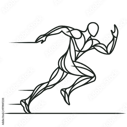 Dynamic running athlete in action, showcasing speed and athleticism in a sleek vector illustration.
