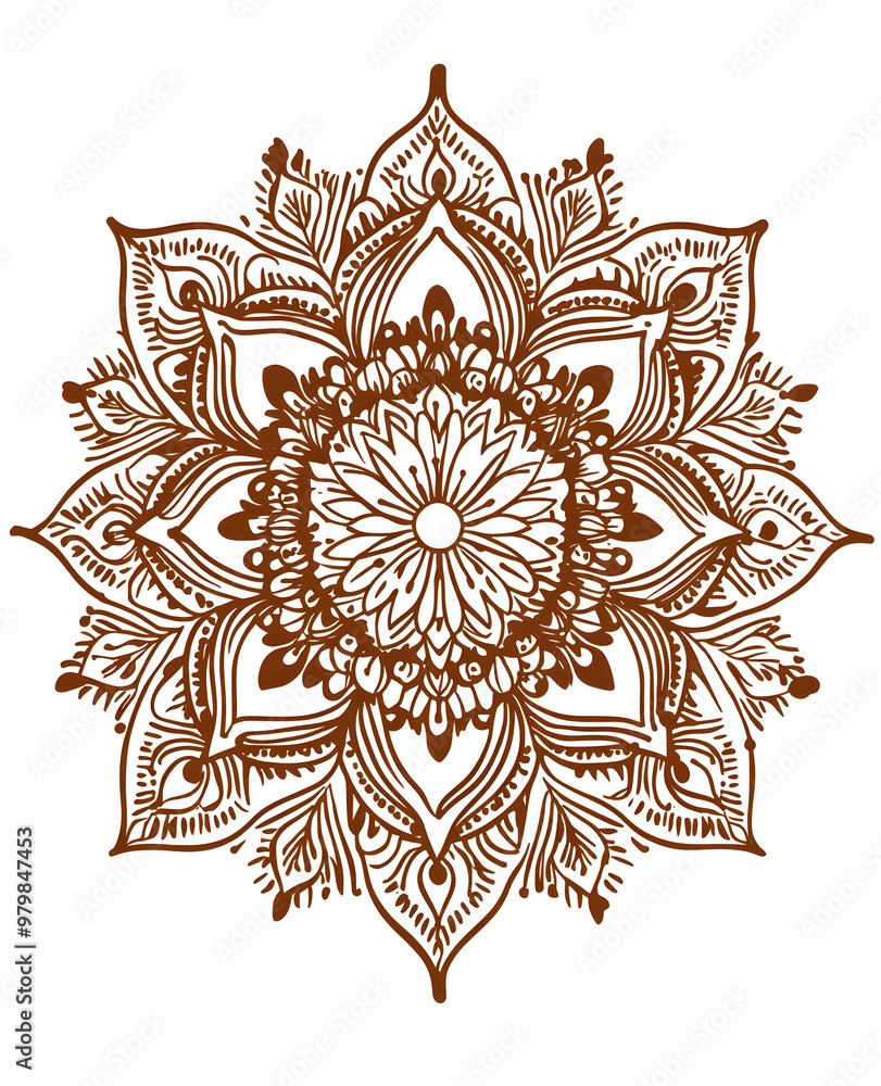 Intricate Hand-Drawn Mandala Design with Floral and Geometric Patterns Intricate Hand-Drawn Mandala Design with Floral and Geometric Patterns