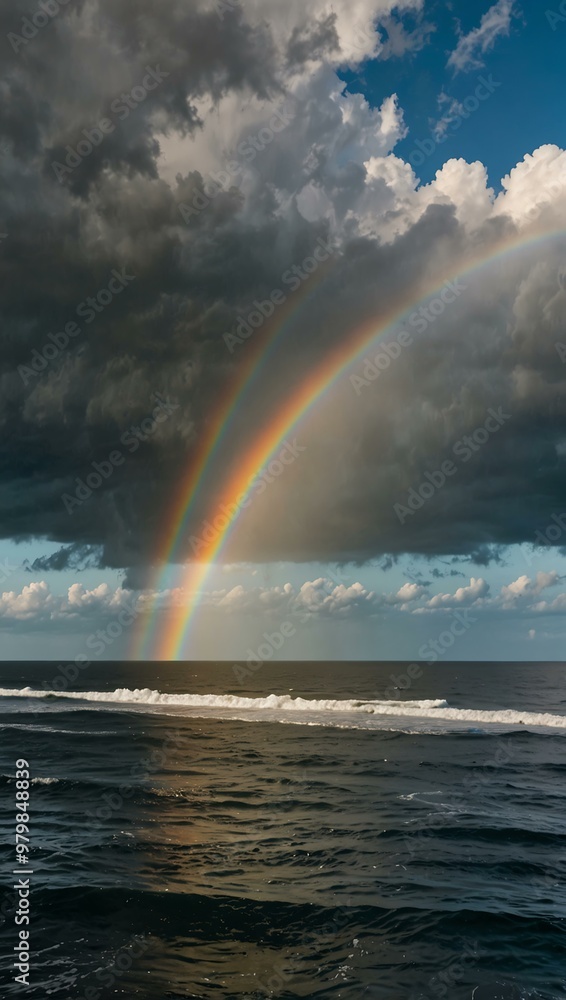 Scenic rainbow over the ocean Scenic rainbow over the ocean