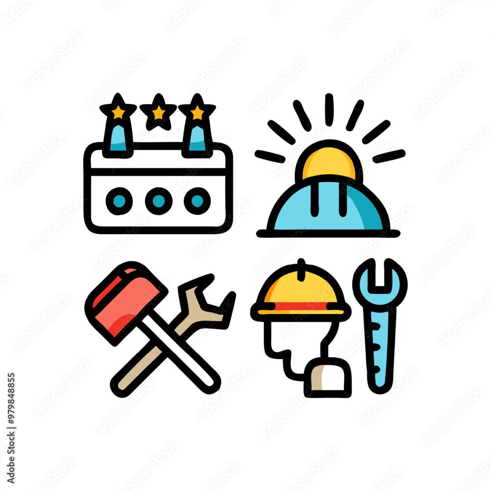 Labor day theme icon vector collection Labor day theme icon vector collection