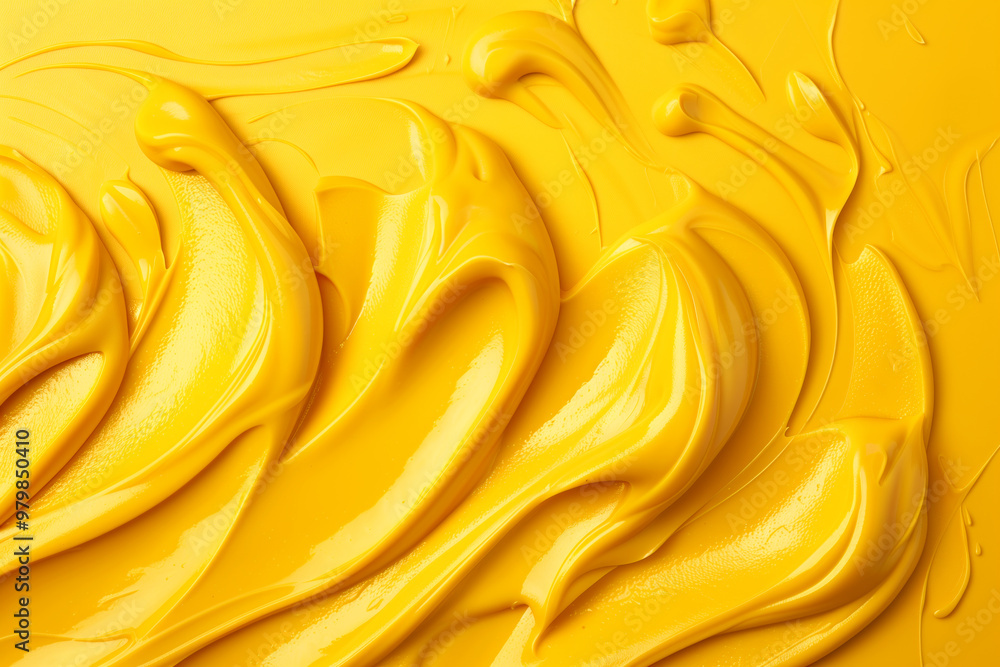 Fototapeta premium A vibrant yellow smooth texture and dynamic movement of mustard as background