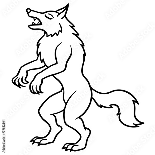 Vector Art Howling Werewolf on Hind Legs with Sharp Claws