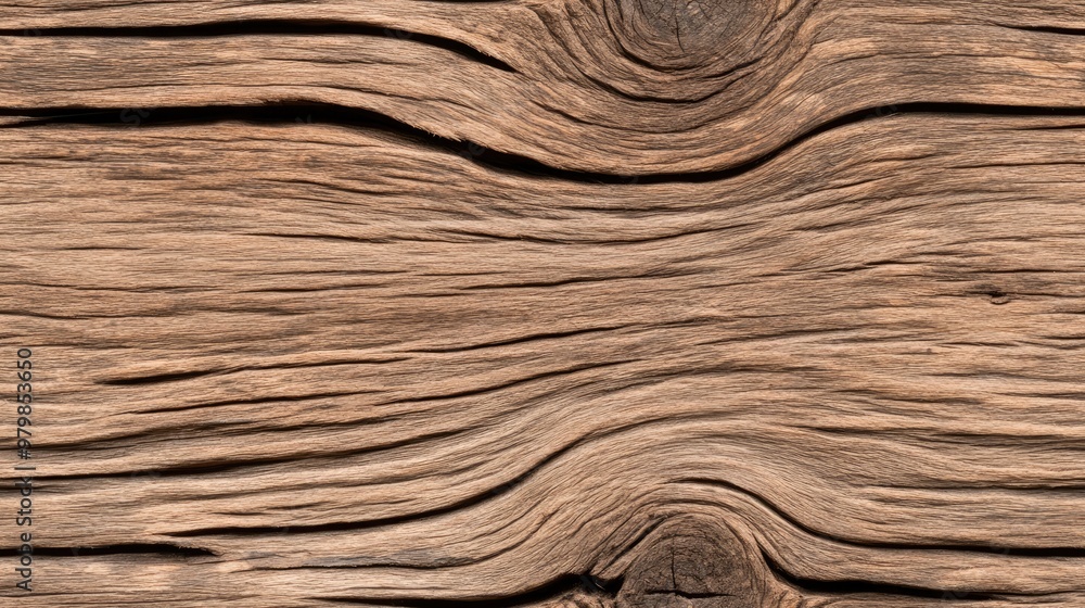 Naklejka premium Close-up of old wooden planks reveals intricate knots and natural textures, emphasizing the beauty of age against a muted grey backdrop SEAMLESS PATTERN