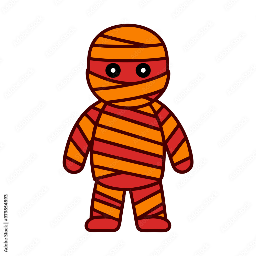 A cartoon character with red and orange stripes is standing in front of a white background. The character has a creepy and scary appearance, which is typical of a horror or Halloween theme A cartoon character with red and orange stripes is standing in front of a white background. The character has a creepy and scary appearance, which is typical of a horror or Halloween theme