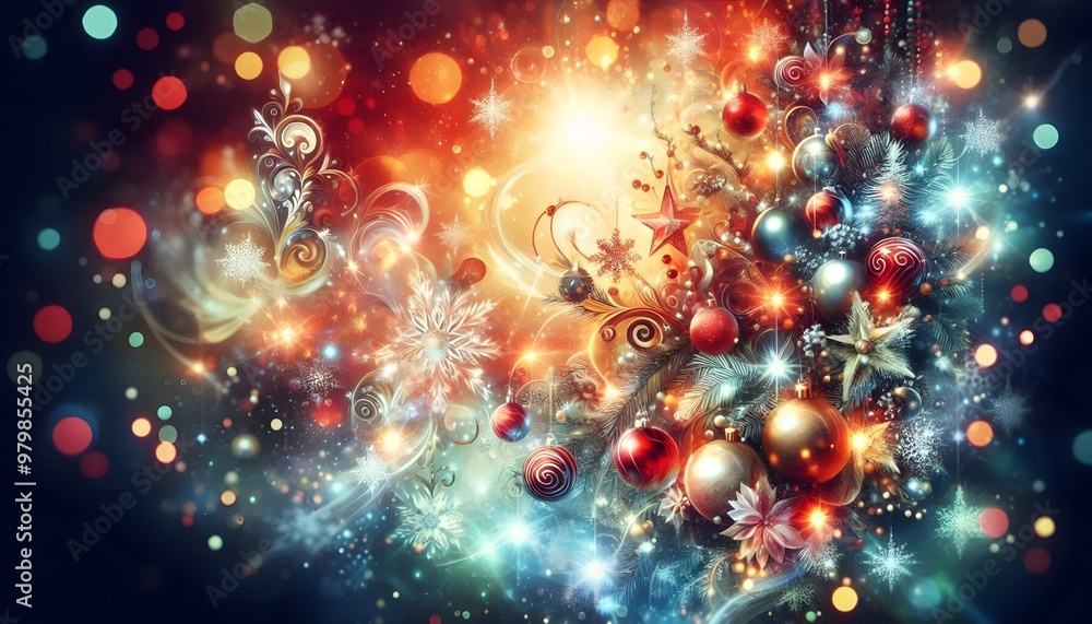Festive Christmas Tree with Lights and Ornaments: Holiday Decor and Celebration Festive Christmas Tree with Lights and Ornaments: Holiday Decor and Celebration