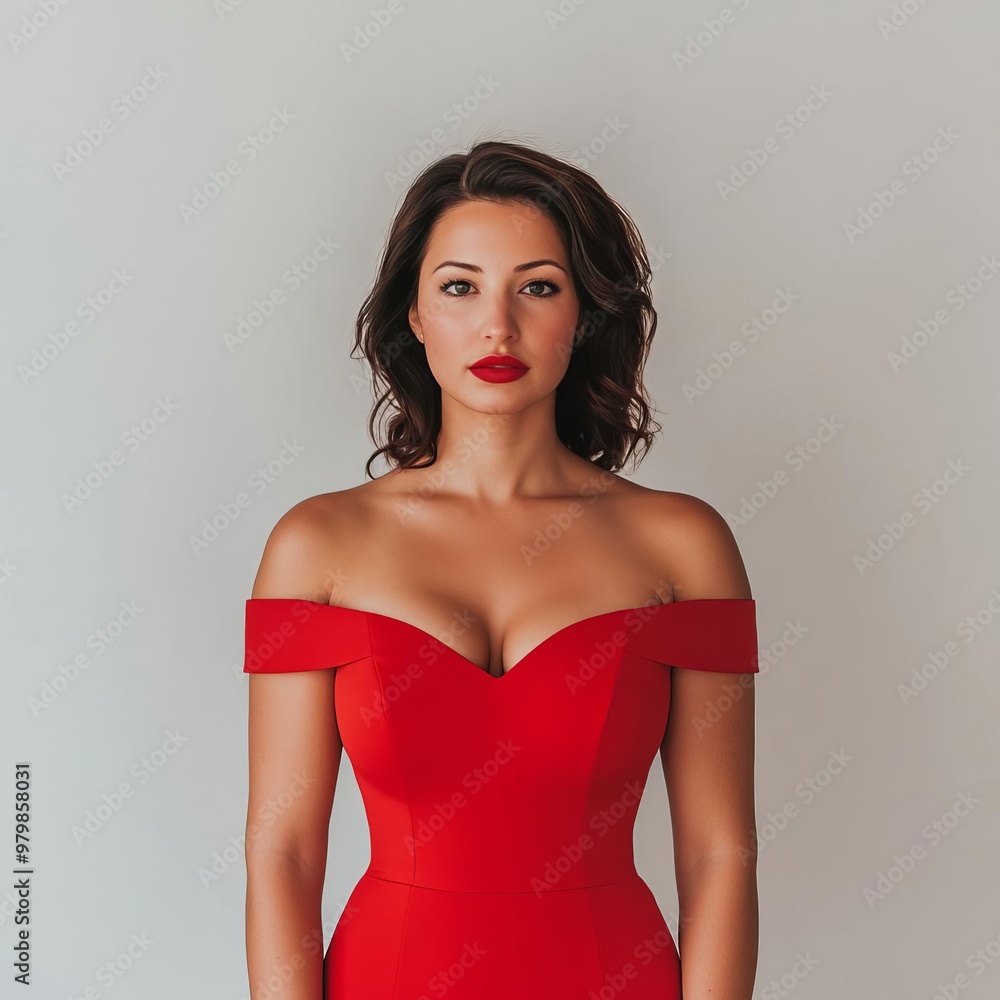 Fototapeta premium Passionate Scorpio woman in a red dress, capturing intensity and emotional depth