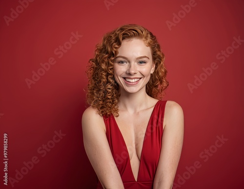 Wallpaper Mural Cheerful Woman with Red Curls Torontodigital.ca
