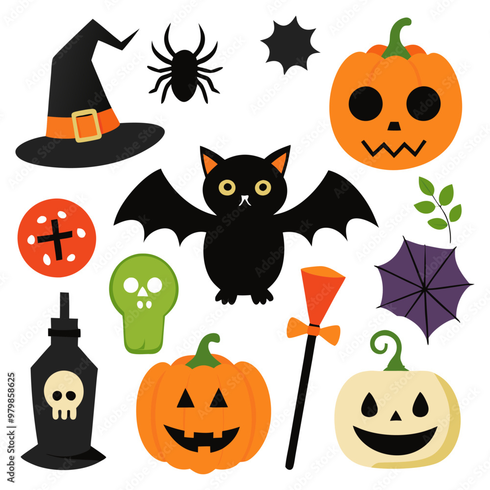 Halloween element collection white background Halloween element collection white background