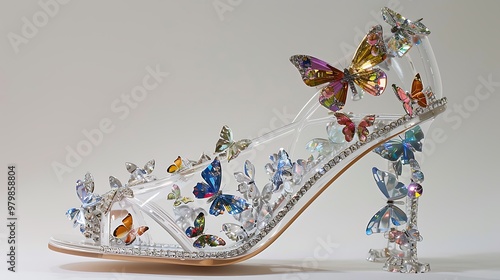 Fairytale design crystal sandal rapunzel with butterflies made from diamond