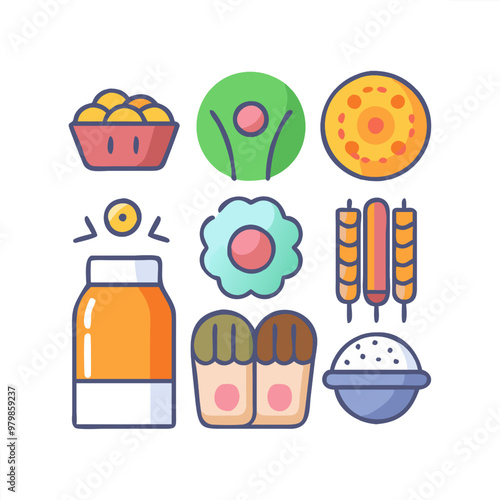 Food vector icon collection