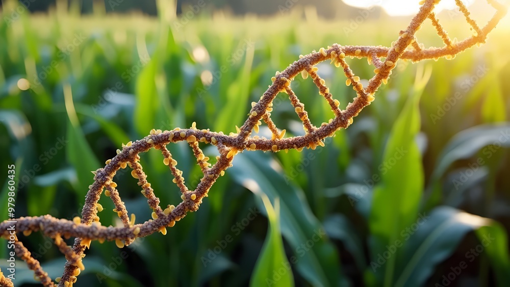 DNA Strand in Cornfield: Genetic Modification for Sustainable Agriculture DNA Strand in Cornfield: Genetic Modification for Sustainable Agriculture