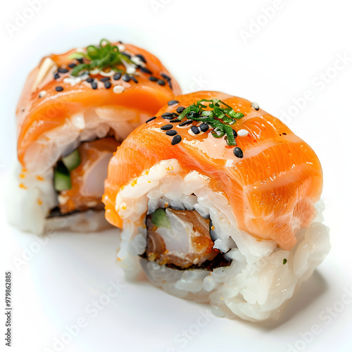 sushi roll professional photo, white background