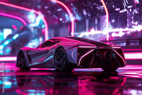 A breathtaking AI-generated image of a sports supercar, designed to capture its high-performance and sleek aesthetics