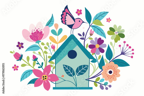Butterfly Bird house silhouette vector D.eps