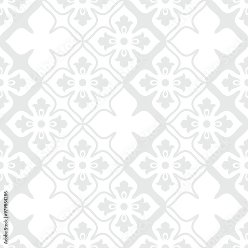 Abstract floral seamless pattern. Gray and white. Vector background.