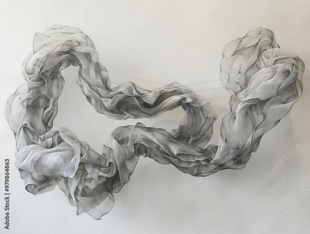 Abstract Drawing of Flowing Form in Black and White Abstract Drawing of Flowing Form in Black and White