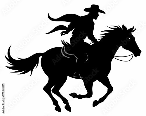 Cowboy silhouette vector,Cowboy hoblack silhouette vector