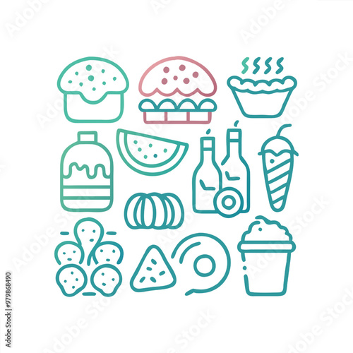 Food vector icon collection