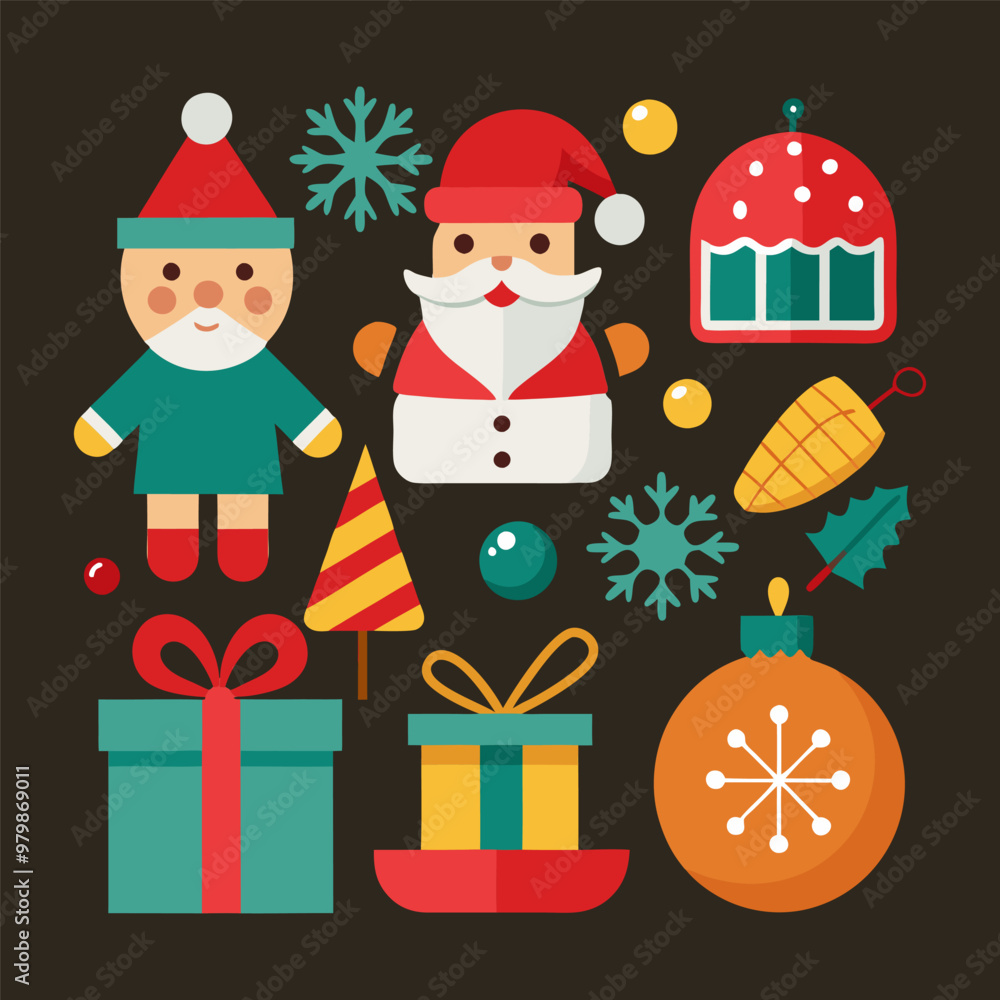 Obraz premium Christmas element collection vector icon