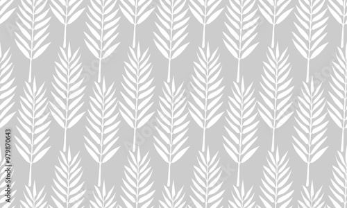 Vector seamless pattern. Monochrome ornament with stylized leaves. Geometric stylish background. Contemporary repeating texture. Modern graphic design.