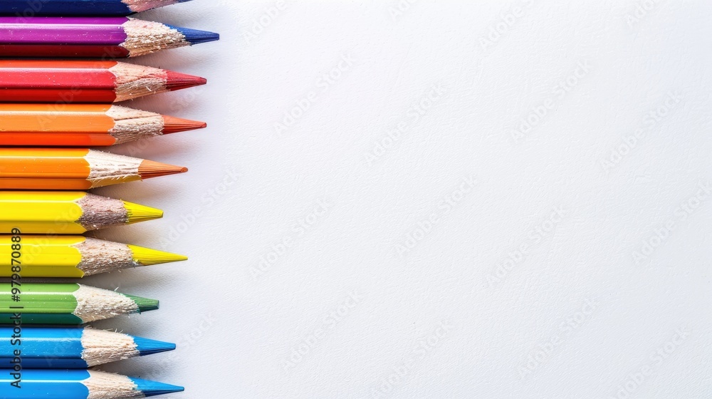 Colorful pencils on a white background with space for text Colorful pencils on a white background with space for text