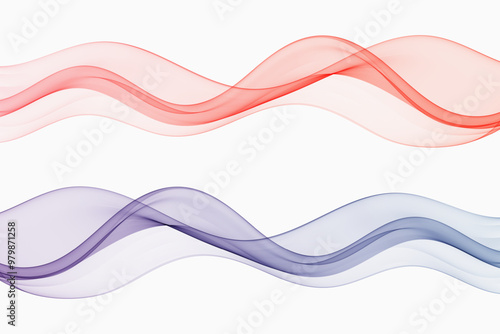 Transparent waves, smoky wave, abstract wave flow, design element.