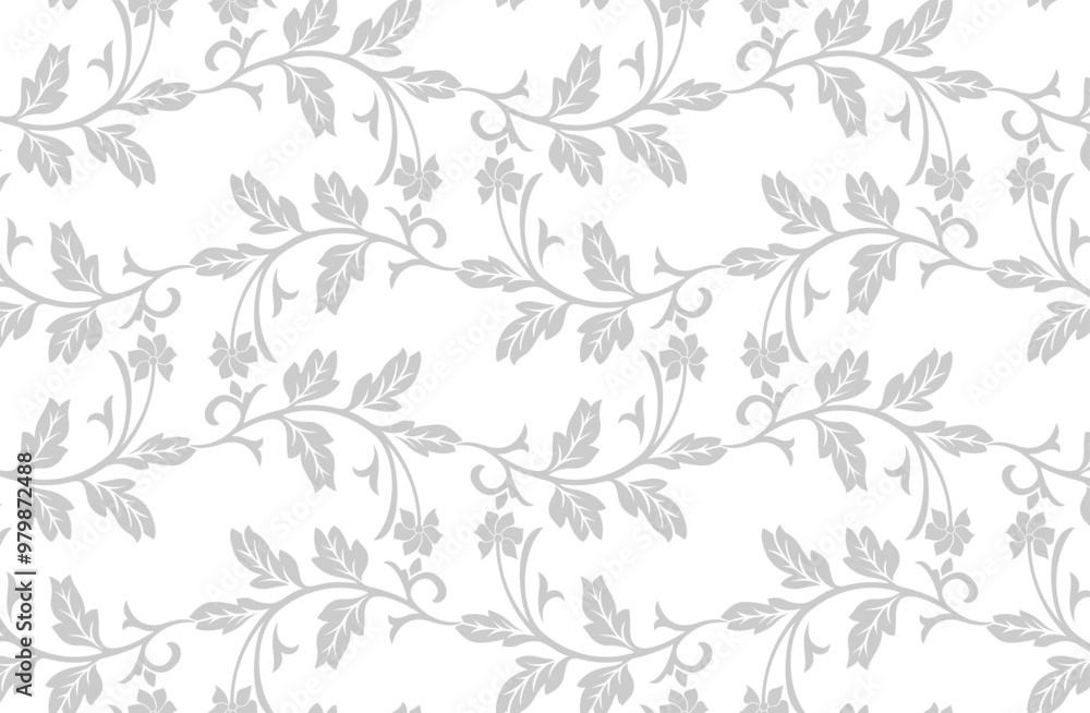 Fototapeta premium Floral seamless pattern. Gray and white element. Fabric for ornament, wallpaper, packaging, vector background.