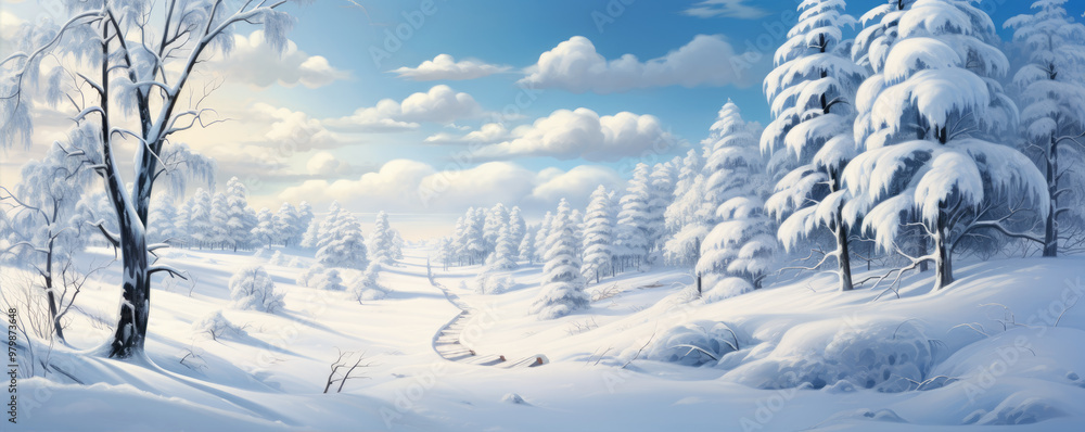 Obraz premium Winter landscape with snow-covered trees