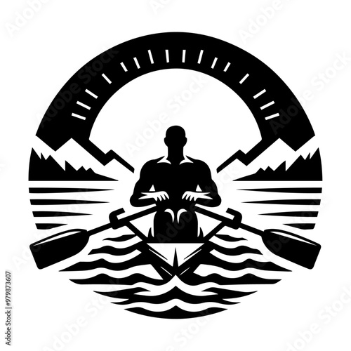 Minimalist Rowing Icon vector
