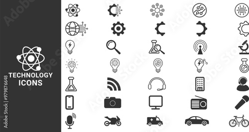 technology icons. IT manager, big data, data analytics, internet, network security and more. vector icons collection.