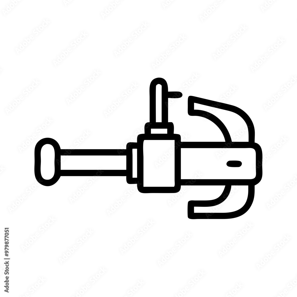Pipe clamp icon, black line style with copy space Pipe clamp icon, black line style with copy space