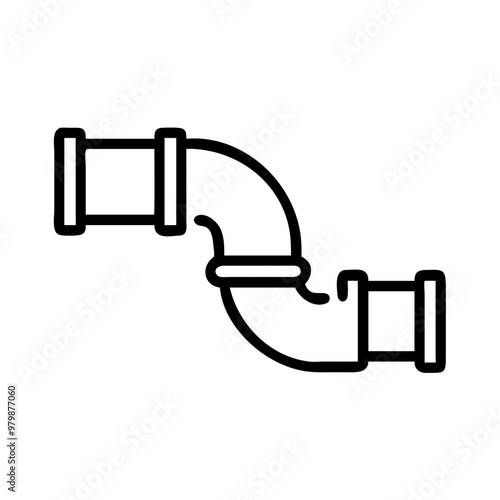 Plumbing pipe icon, black line style with copy space