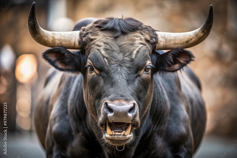 Fierce bull displays aggression on a trading floor during market activity. Generative AI Fierce bull displays aggression on a trading floor during market activity. Generative AI