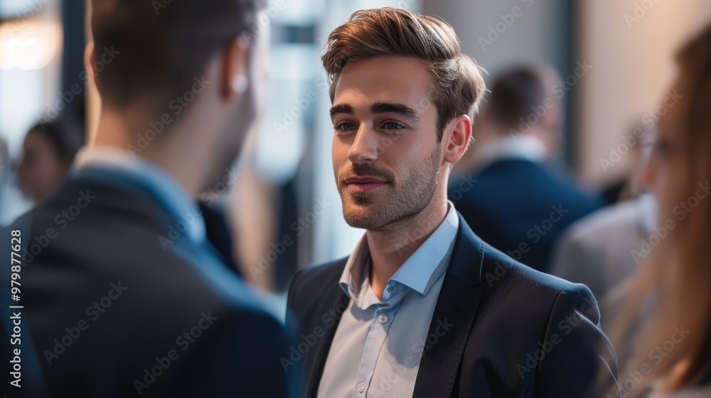 confident businessman in a suit attending a networking event confident businessman in a suit attending a networking event