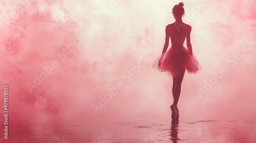 Blurred silhouette of a naked woman she dancing on a white backdrop