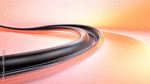 A curving black line swirling across a soft pastel background, creating an elegant and fluid visual effect. photo