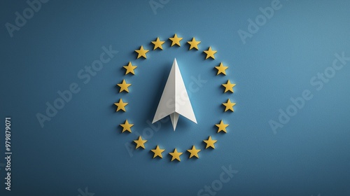 EU Future Paper Plane Golden Stars on Blue