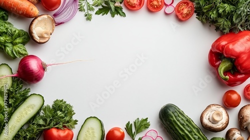 Fresh Harvest Frame Vibrant Bounty on White Boarder