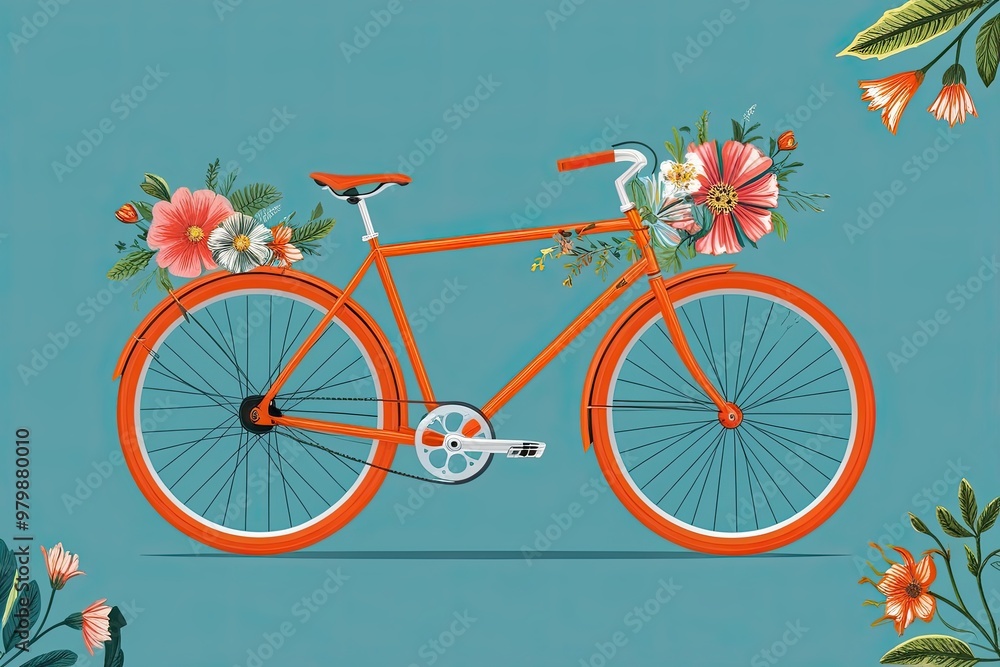 Fototapeta premium Eco-Friendly Bicycle Design Blending Floral Art and Sustainable Innovation