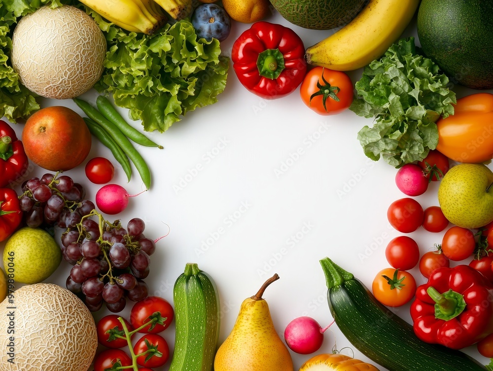 Harvest Abundance Overhead View of Vibrant Produce Frame Harvest Abundance Overhead View of Vibrant Produce Frame