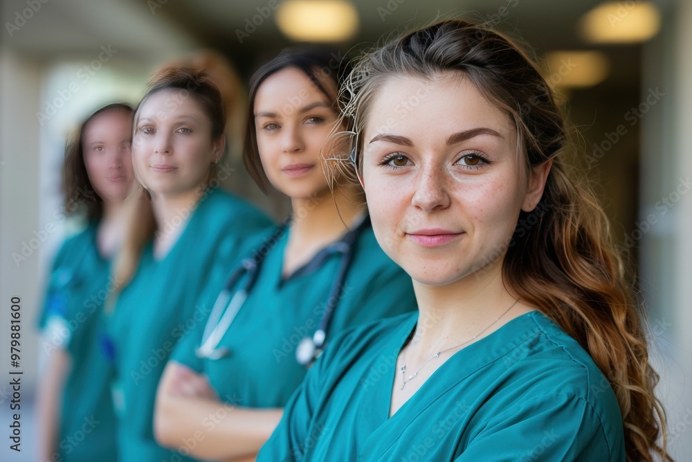 A group of medical professionals are standing together in a hospital setting, generative ai image A group of medical professionals are standing together in a hospital setting, generative ai image
