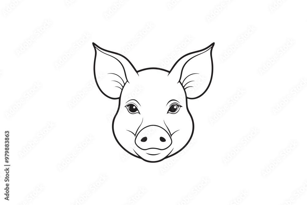 Pig head line art silhouette vector illustration, Pig head silhouette vector, Pig head silhouette PNG Pig head line art silhouette vector illustration, Pig head silhouette vector, Pig head silhouette PNG