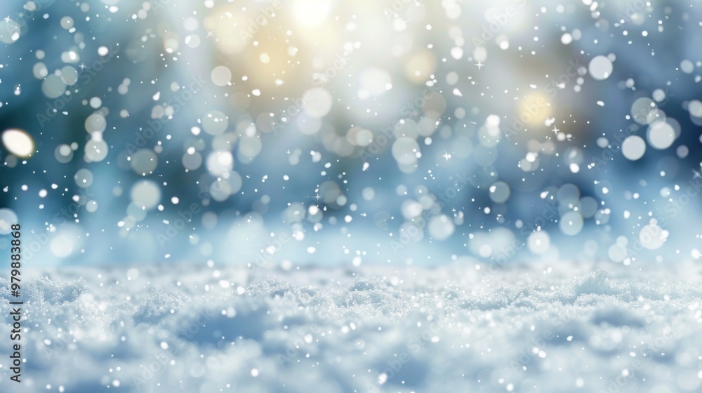 Fototapeta premium A snowy scene with a bright sun shining through the snow